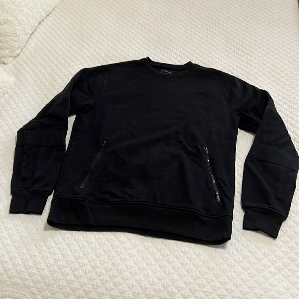 Gap Black Long Sleeve Sweatshirt w/ Zippered Pouch Pocket - Size Small